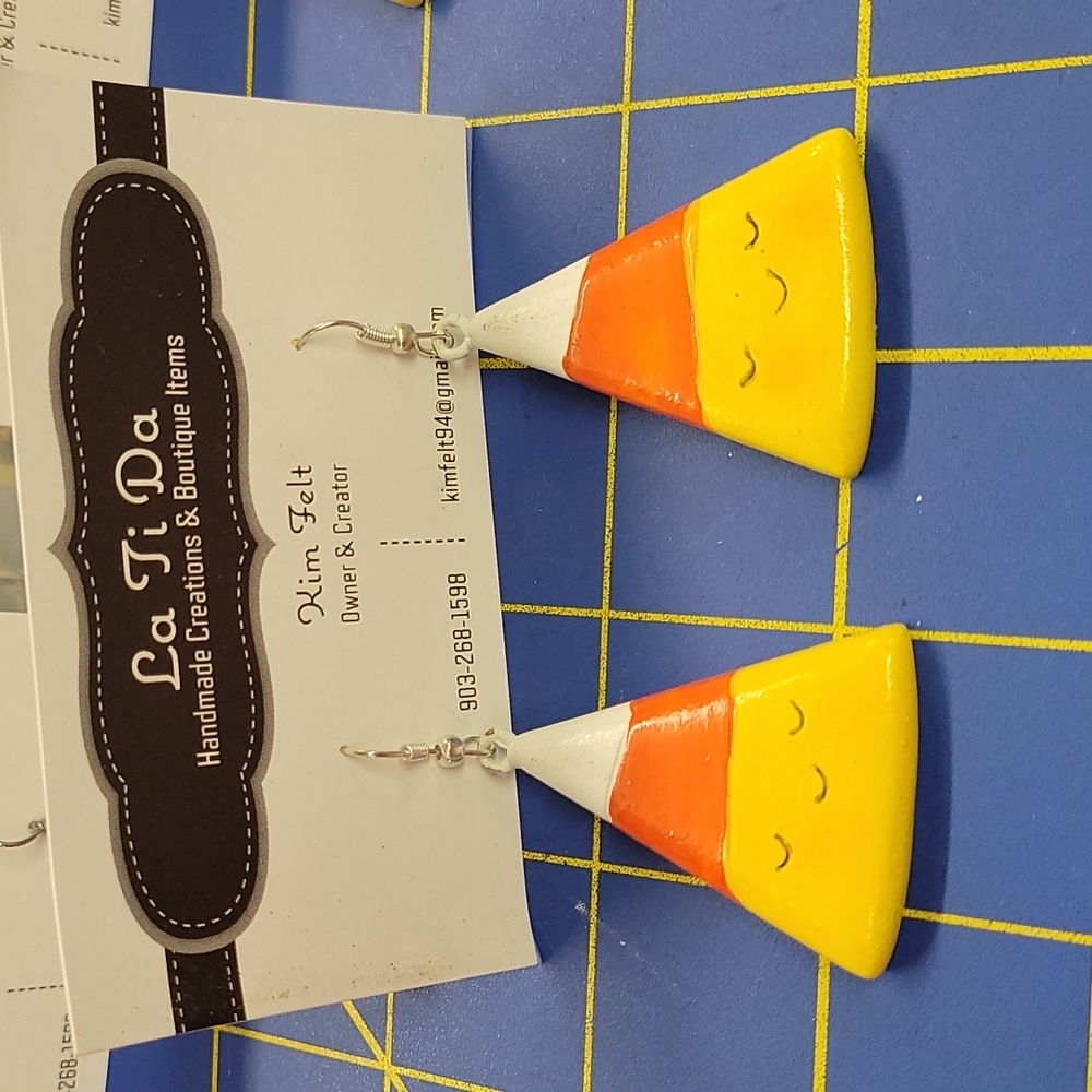 Candy Corn Earrings 2"